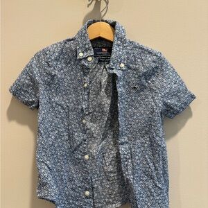 Vineyard Vines Blue Button Down Shirt with Floral Print